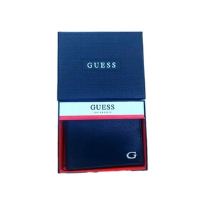 Portafoglio uomo GUESS nero logo testurizzato FAUX pelle RFID nuovo con scatola logo regalo - Foto 1 di 9