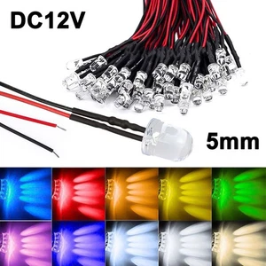 LED Bulb DC12V 5mm Pre wired Light Diodes Small 25cm DIY Car /Boat toys light - Picture 1 of 19