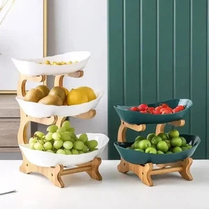 2025 Fruit Storages Plate Wooden Multi-layer Dining for Household Tabletop Snack - Picture 1 of 10