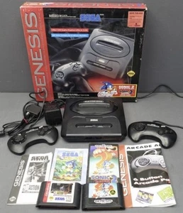 SEGA GENESIS w/ AV/Power Cable, Controller, ORIGINAL BOX, & 2 games UNTESTED - Picture 1 of 8