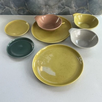 Russel Wright Steubenville Ceramic Bowls Lug Handle Plates Set MCM - Image 1 of 4