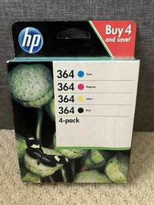 HP 364 BLACK CYAN MAGENTA YELLOW, N9J73AE, 4 PACK, INK CARTRIDGE SET 06/2022 - Zdjęcie 1 z 3