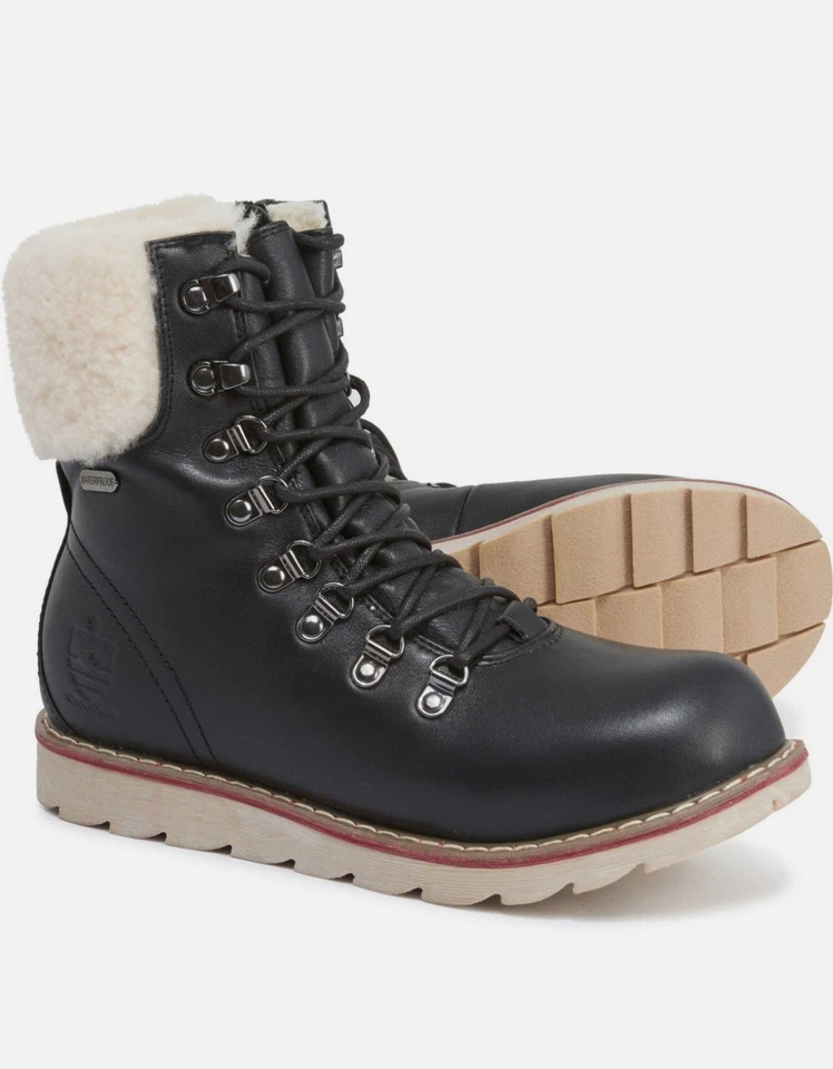 Botas con cordones Royal Canadian Lethbridge de cuero negro de oveja para mujer talla 8” Foto 1 de 4