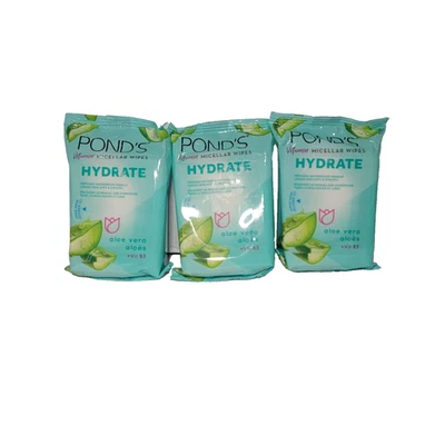 Pond's Vitamin Micellar Wipes Hydrate Aloe Vera Vit B3 Pre-Moistened  3 Packs - Image 1 of 4