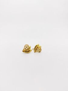  20K Yellow Gold Stud Earrings, Indian Handmade Jewelry Gift for Mother Day 