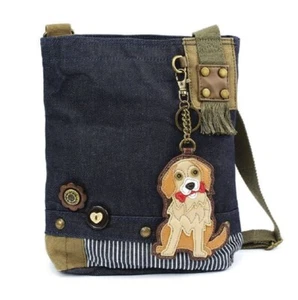 Chala Purse Handbag Denim Canvas Crossbody With Key Chain Tote Golden Retriever  - Picture 1 of 5