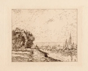 Extraordinary 1892 Camille Pissarro Limited Etching "View of Rouen" Framed  COA - Picture 1 of 2