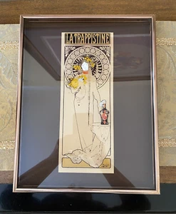 Alphonse Mucha LA TRAPPISTINE Reverse Printed Glass Shadowbox Lucid Lines Vintag - Picture 1 of 11