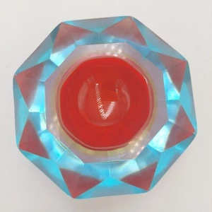 Vintage Murano Flavio Poli Seguso Sommerso Cut Glass Faceted Ashtray STUNNING - Picture 1 of 10