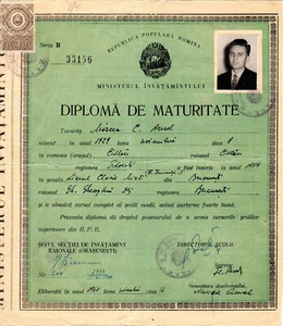 Rumänien, 1960, Vintage Maturitätsdiplom - gemischte klassische High School, Bucuresti - Bild 1 von 2