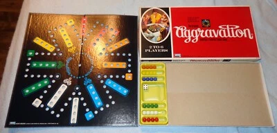 VINTAGE 1972 AGGRAVATION GAME GOOD BOARD 24 ORIGINAL MARBLES 1 DICE -DENTED BOX - Image 1 of 4