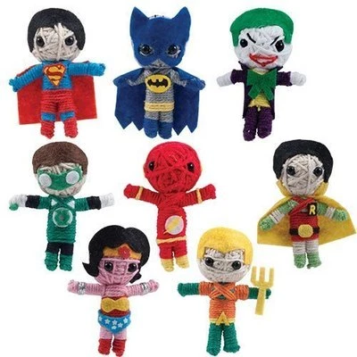 AA LOT OF 24 DC COMICS STRING DOLLS WONDER WOMAN SUPERMAN BATMAN JOKER ETC