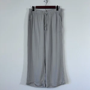 Splendid Women's Size M Tan Linen Blend Wide Leg Cropped Pants Drawstring Waist - Picture 1 of 12