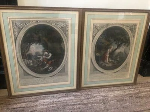 Antique Pair of Engravings Arrival and Departure of the Courrier after Francois - Picture 1 of 6