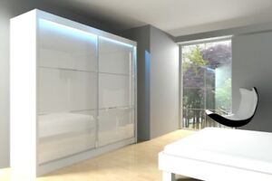 WARDROBE FULL LACOBEL GLASS + LED sliding door bedroom hallway furniture MRVI200