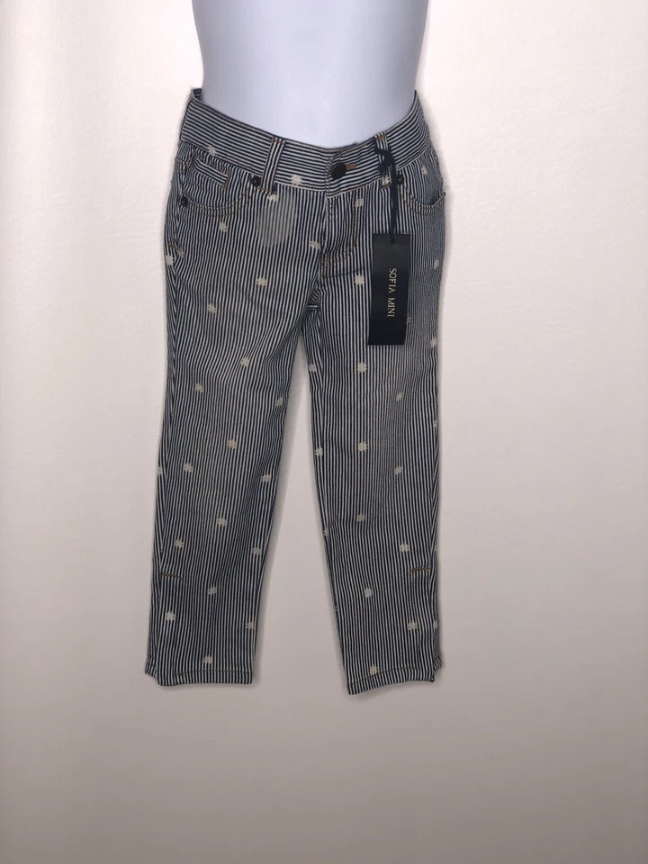 Pantalones de mezclilla florales a rayas al tobillo Sofia Mini Charlotte de Lucky Brand para niñas talla 5 nuevos con etiquetas Foto 1 de 3