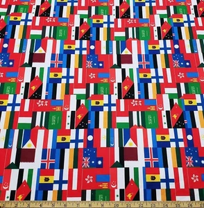 Estampado Banderas del Mundo - Tela de spandex de nailon blanco elástico en 4 direcciones - Imagen 1 de 10