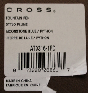 Cross Sauvage Moonstone Blue/Python Fountain Pen 18Karat Fine Nib