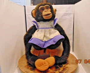 Vtg. 1983 Child's Play Girl Chimp Plush Stuffed Animal Puppet Dress w/squeaker - Picture 1 of 10
