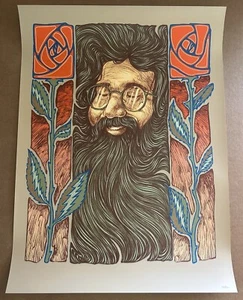 Jerry Garcia Poster Numbered Screen Print of 100 Grateful Dead Landrum - Picture 1 of 6