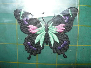  2 each Black butterfly Iron On Embroidered Patch Applique in bulk packag - Picture 1 of 1