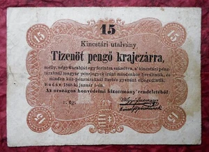 Tizenöt pengő krajczárra 1849 Hungary banknote , fine #C61 - Picture 1 of 2