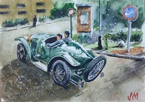ORIGINAL Small Watercolor Painting Old Car Nook 5" x 7" NOT A PRINT - Picture 1 of 6