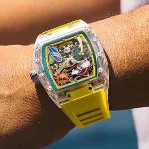 2025 PINDU Men's Skeleton Watch – Summer Beach Style, Waterproof, Silicone Strap - Picture 1 of 24