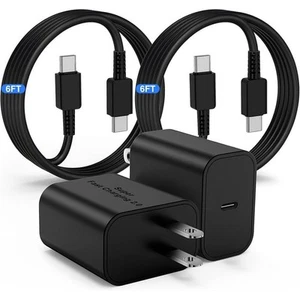 2 Pack 45W Samsung USB-C Super Fast Charger 6FT Type C Charger Cable Cord - Photo 1 sur 7
