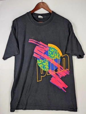 Vintage Prince Tennis Shirt Size XL Black Wrap Graphic Thrashed Single Stitch - Image 1 of 4