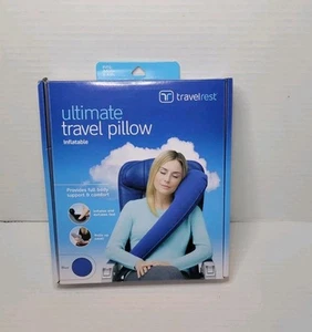 Travelrest Ultimate Inflatable Travel Pillow Neck Head Shoulder Support Blue NEW - Picture 1 of 12