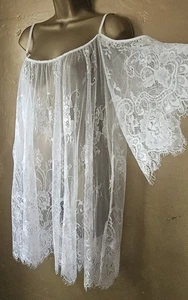 Hermoso Vestido Largo/Corto de Encaje Blanco, talla XL, Correas Ajustables, Hombro Frío - Imagen 1 de 7
