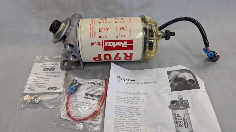 400 Series Parker RACOR Fuel Water Separtor Primer R90P 3/8 Pipe New - Image 1 of 4