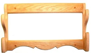 Oak Wooden 2 Place Gun Rack Rifle Shotgun Wall Display - Natural Finish - Picture 1 of 1