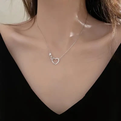 Collana Donna Cuore idea Regalo Elegante Gioiello Brillante Regalo Romantico - Immagine 1 di 4