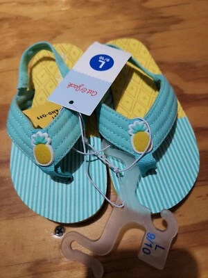 Sandalias chanclas Cat & Jack para niños pequeños Shawn como nuevas/amarillas talla mediana 9/10 Foto 1 de 4
