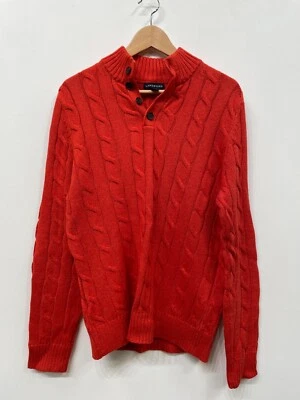 Suéter de Lona Lands End Para Hombre Naranja Algodón Cable Henley Cuello Simulado Foto 1 de 4