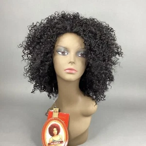 Anika 1B Off Black Big Fluffy curly Afro Wig Classic Cap Synthetic Adjustable - Picture 1 of 9