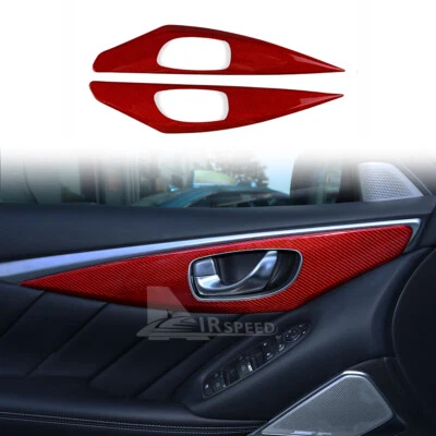 2PCS Door Handle Panel Cover Hard Carbon Fiber For Infiniti Q50 13-22 Q60 16-22 - Imagem 1 de 4