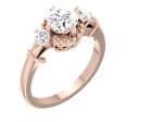 Three Stone Diamond Engagement Ring 14K Rose Gold Prong Set SI1 G 1.35 Carat