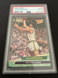 JOHN STOCKTON~1992 Fleer Ultra~PSA 8 Near mint-MINT - Picture 1 of 2