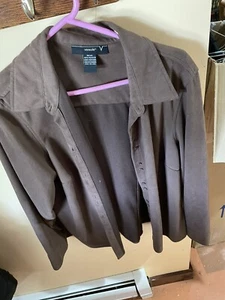 DarkBrown Sleeve Button Up Shirt Venezia Jeans Size 18/20 polyesterRefJC100 - Picture 1 of 5