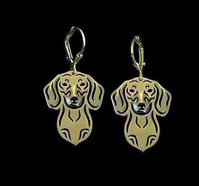 Dachshund Dog Earrings-Fashion Jewellery Gold Plated, Leverback Hook - image 1 of 4