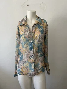 Vintage South Dudley English Country floral paisley country long sleeve blouse L - Picture 1 of 11