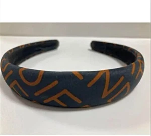 FENDI Headband Logo Women's Hairband Accessory Black Brown Vintage Used Japan - Picture 1 of 8