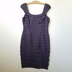 London Times Womens 10 Y2K Tiered Dress Sleeveless Cocktail Evening Event Purple - Picture 1 of 7