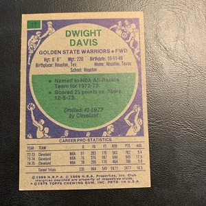 1975 76 Topps￼ Cb33 #11 Dwight Davis Golden state warriors￼