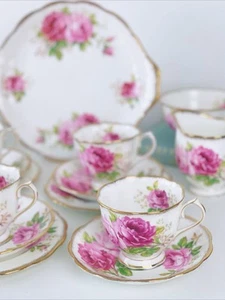 Royal Albert American Beauty 21 teiliges Teeservice, erste Qualität, rosa Kohlrosen - Bild 1 von 11