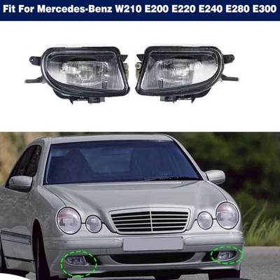 Pair Front Bumper Fog Light Lamps For Mercedes W210 E200 E220 E240 E280 E300  - Image 1 of 4