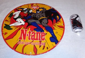 VINTAGE 1966 CONOCO BATMAN & ROBIN NEW DAY GASOLINE 18" PORCELAIN METAL OIL SIGN - Picture 1 of 20